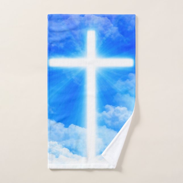 Cross of Light Jesus Christ Customizable Christian Hand Towel (Hand Towel)
