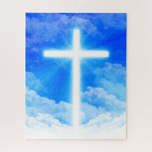 Cross of Light Jesus Christ Customizable Christian Jigsaw Puzzle