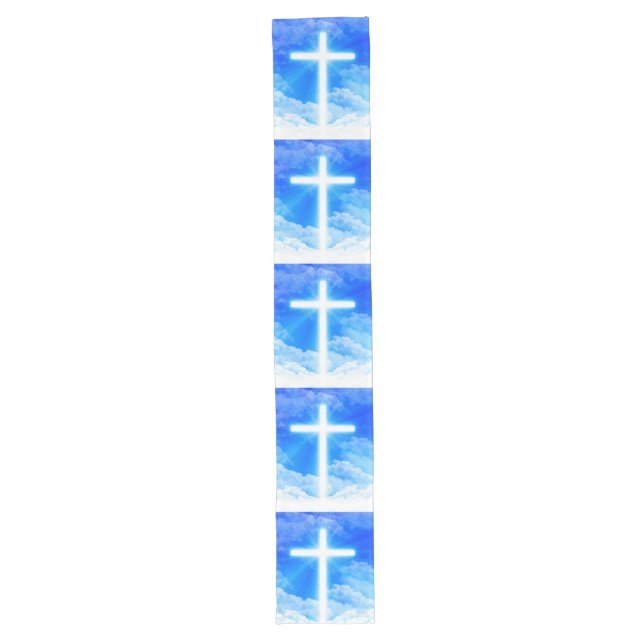 Cross of Light Jesus Christ Customizable Christian Long Table Runner (Front)