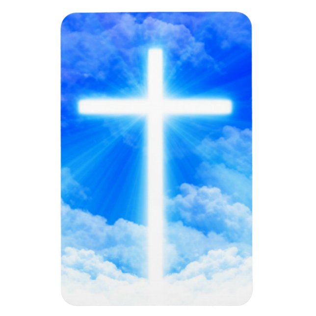 Cross of Light Jesus Christ Customizable Christian Magnet (Vertical)