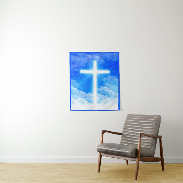 Cross of Light Jesus Christ Customizable Christian Tapestry (In Situ)