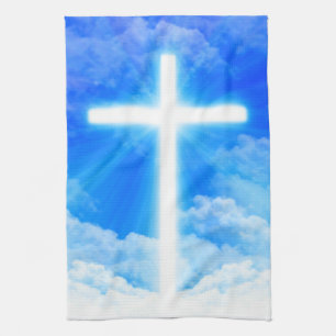 Cross of Light Jesus Christ Customizable Christian Tea Towel