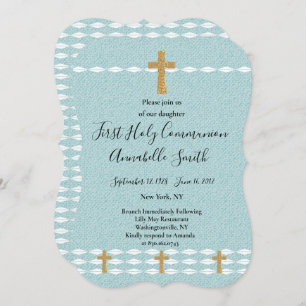 Cross of Light Jesus Christ First Holy Comm Invitation