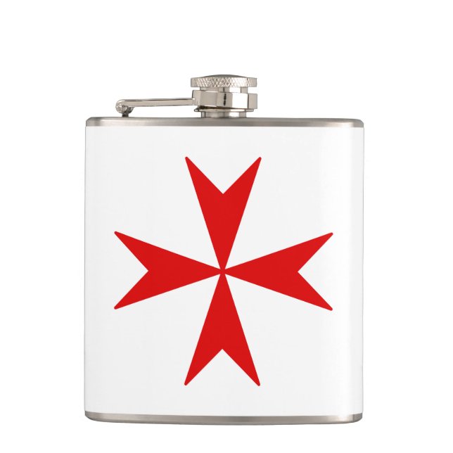 Cross Of Malta (red) Hip Flask (Front)