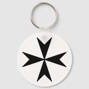 Cross Of Malta v2 (black on white) Key Ring
