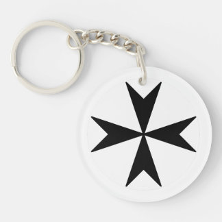 Cross Of Malta v2 (black on white) Key Ring