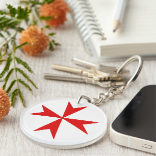Cross Of Malta v2 (red on white) Key Ring