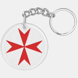 Cross Of Malta v2 (red on white) Key Ring