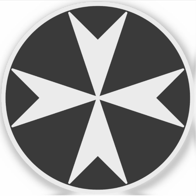 Cross Of Malta v2 (white on black) (Front)