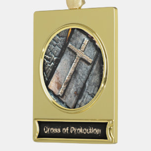 Cross of Protection Gold Plated Banner Ornament