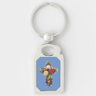 Cross of Roses Key Ring