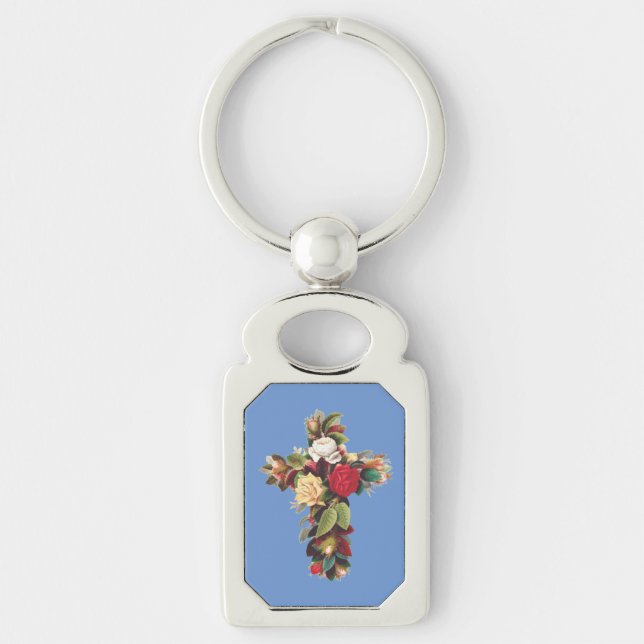 Cross of Roses Key Ring (Front)