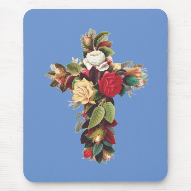 Cross of Roses Mouse Pad (Front)