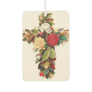 Cross of roses, Victorian era illustration Car Air Freshener