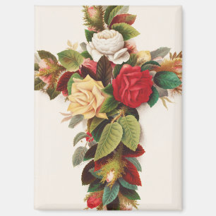 Cross of roses, Victorian era illustration Magnet