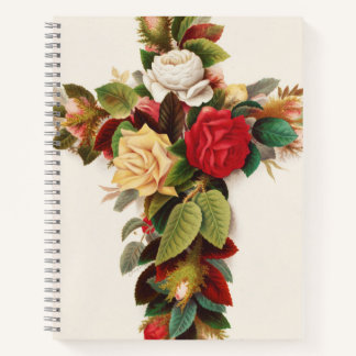 Cross of roses, Victorian era illustration Notebook