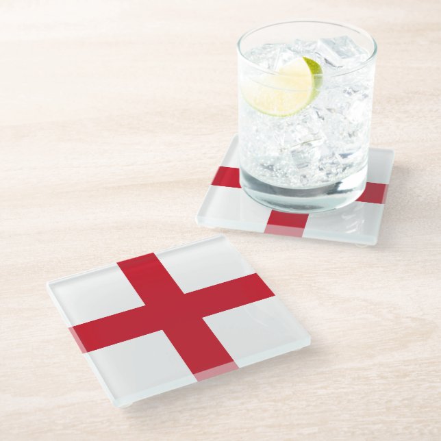 Cross of St George ~ Flag of England Glass Coaster (Angled)