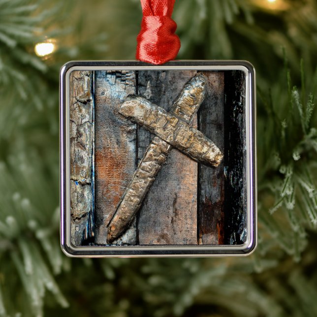 Cross of Strength Metal Ornament (Tree)