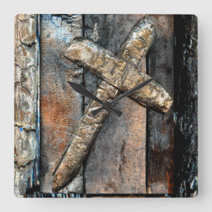 Cross of Strength Square Wall Clock