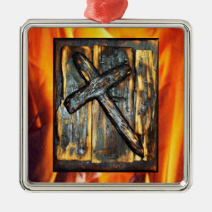 Cross of The Apocalypse Metal Ornament