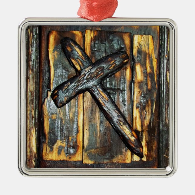 Cross of The Apocalypse Metal Tree Decoration (Front)