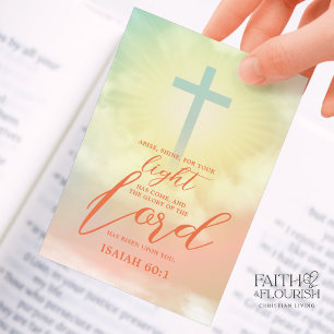 Cross Ombre Sky Clouds Bookmark Scripture Bible Advice Card