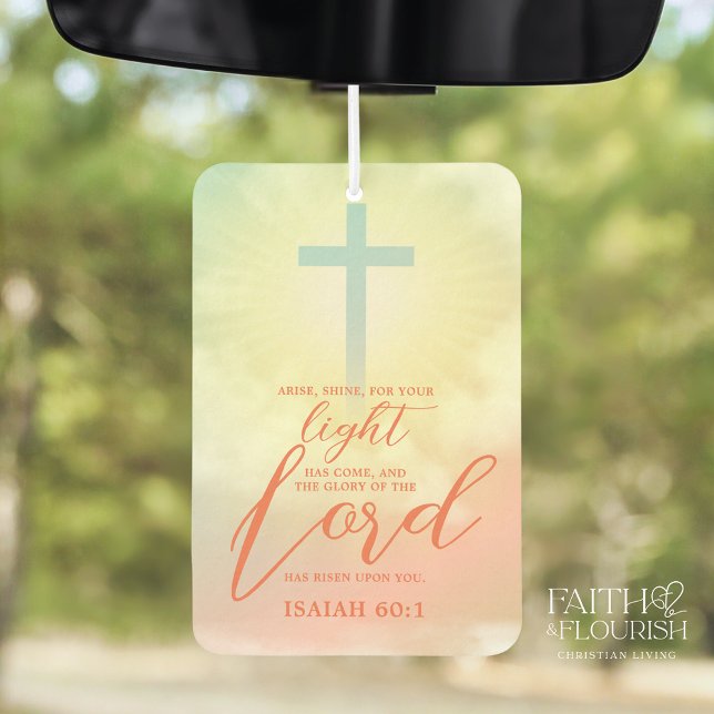 Cross Ombre Sky Clouds Scripture Bible Car Air Freshener (Creator Uploaded)