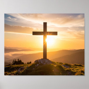 Cross on a hill poster
