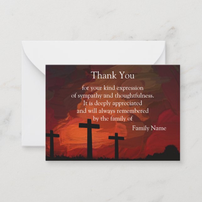 Cross On Abstract Background Thank You Card (Front)