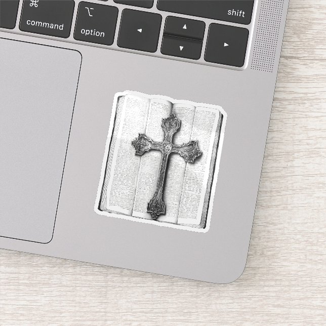 Cross on Bible Vinyl (Detail)