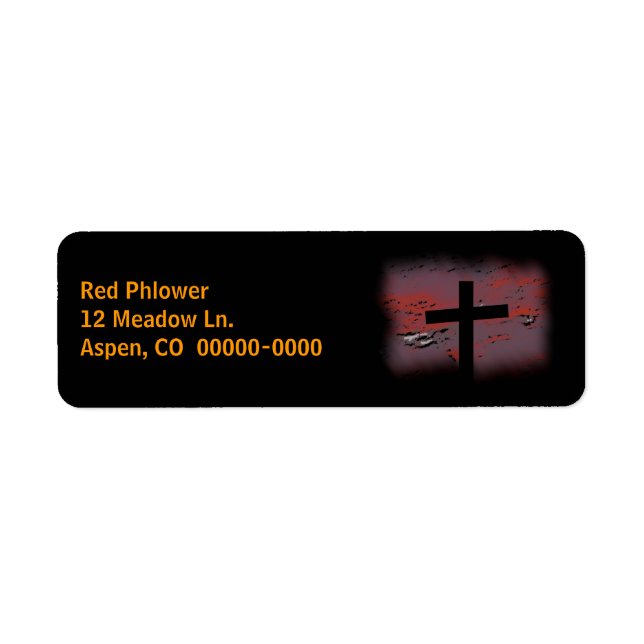 Cross on Black Return Address Label (Front)