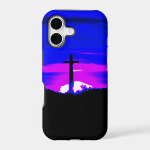 Cross on Hill Blue and Purple Sky