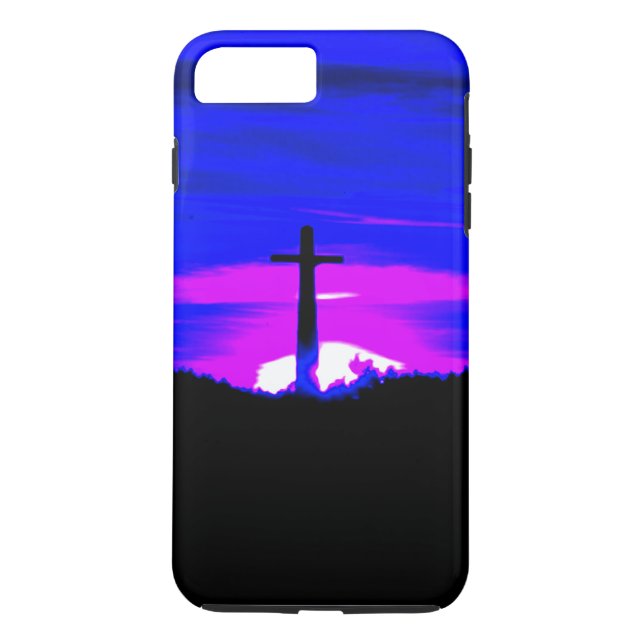 Cross on Hill Blue and Purple Sky Case-Mate iPhone Case (Back)