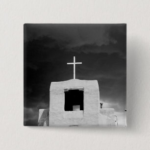Cross on oldest church, San Miguel, Santa Fe, 15 Cm Square Badge