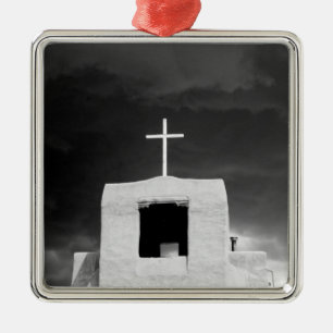 Cross on oldest church, San Miguel, Santa Fe, Metal Ornament