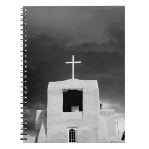 Cross on oldest church, San Miguel, Santa Fe, Notebook