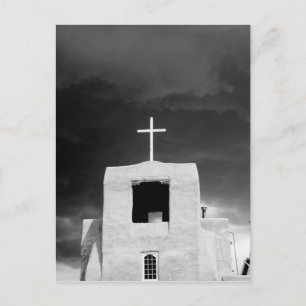 Cross on oldest church, San Miguel, Santa Fe, Postcard