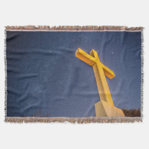 Cross on Pensacola Beach with Milky Way Throw Blanket