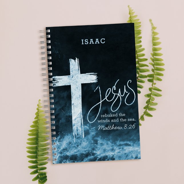 Cross on Raging Water Bible Verse Personalised Notebook (Creator Uploaded)