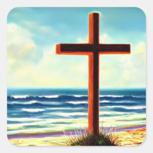 Cross on the Beach Sticker