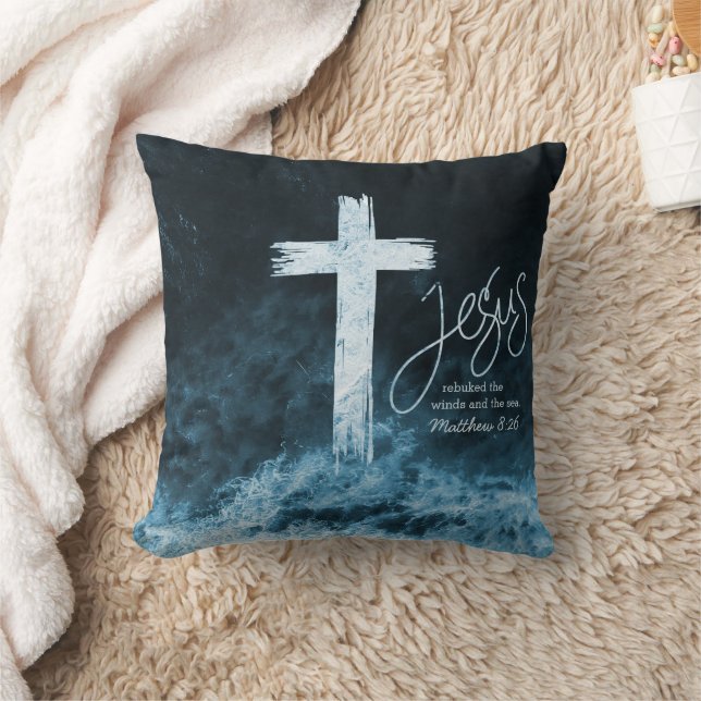 Cross on Water Scripture Double Sided Cushion (Blanket)
