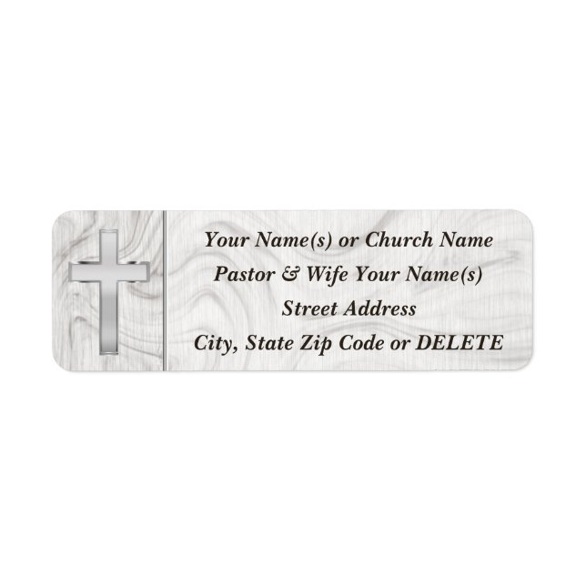 Cross on Wood look Religious Return Address Labels (Front)