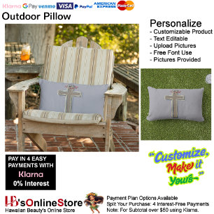 Cross Outdoor Pillow with Grey Background 