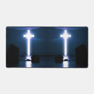 Cross Over Water Evening Sunset Artistic Photo  Desk Mat