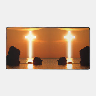 Cross Over Water Morning Sunrise Artistic Photo  Desk Mat