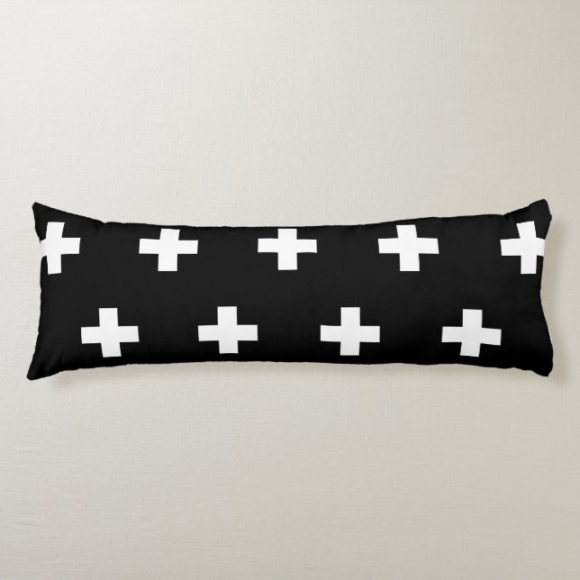 Cross Pattern Black and White Body Cushion (Front)