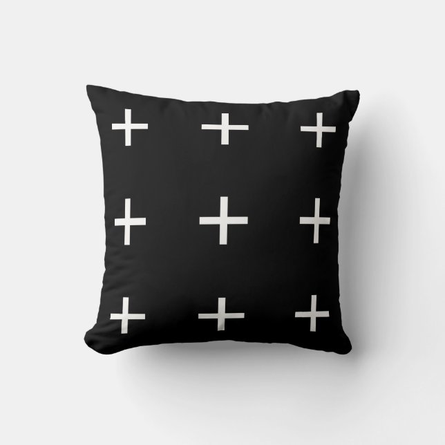 Cross Pattern Black And White Cushion (Front)