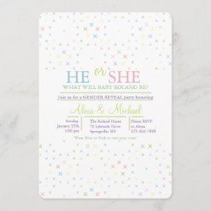 Cross Pattern Gender Reveal Party Invitation