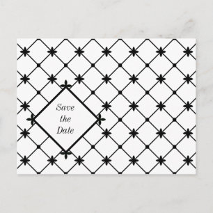 Cross Pattern Save the Date Black White Postcards