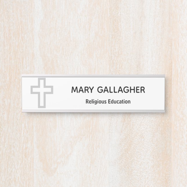 "Cross" Personalised Name Door Plate Sign (Front)